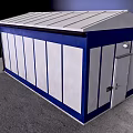 Blue And White Container Building With Flat Roof Small Window And Simple Structure 3d model