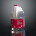 Household Cleaning Product Silver Plastic Container With Red Cap And Caution Label