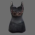 Women's Black Sleeveless Shapewear Corset With Lace Design And Front Zipper