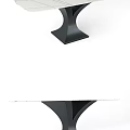 Modern Dining Tables With Marble Tabletops And Black Bases In Round And Rectangular Shapes 3d model