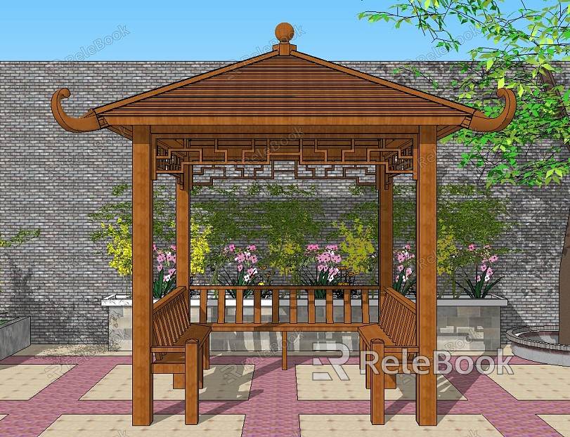 New Chinese style pavilion courtyard four corner pavilion model