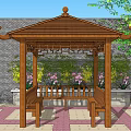 New Chinese style pavilion courtyard four corner pavilion 3d model