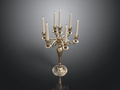 Classic Elegant Candelabra Lighting Combination Featuring Ornate Design Multiple Candles And Metal Base 3d model