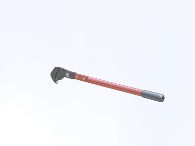 Industrial Equipment Red Handle Adjustable Wrench with Ergonomic Grip Design 3d model