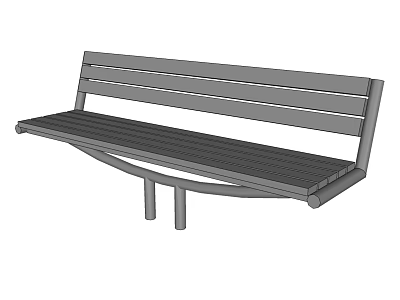 Landscape Bench with Wooden Slats and Metal Frame for Outdoor Park Garden 3d model