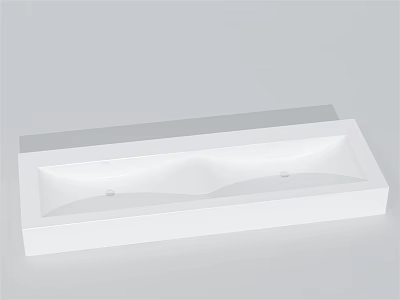 Modern Sleek White Rectangular Ceramic Washbasin With Minimalist Smooth Surface Design 3d model