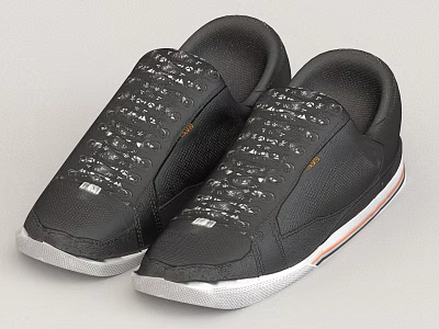 Black Casual Shoes With Modern Design Lace Up Closure And White Rubber Sole 3d model