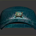 Blue Casual Hat With Cartoon Cat Decoration And Wave Pattern Design 3d model