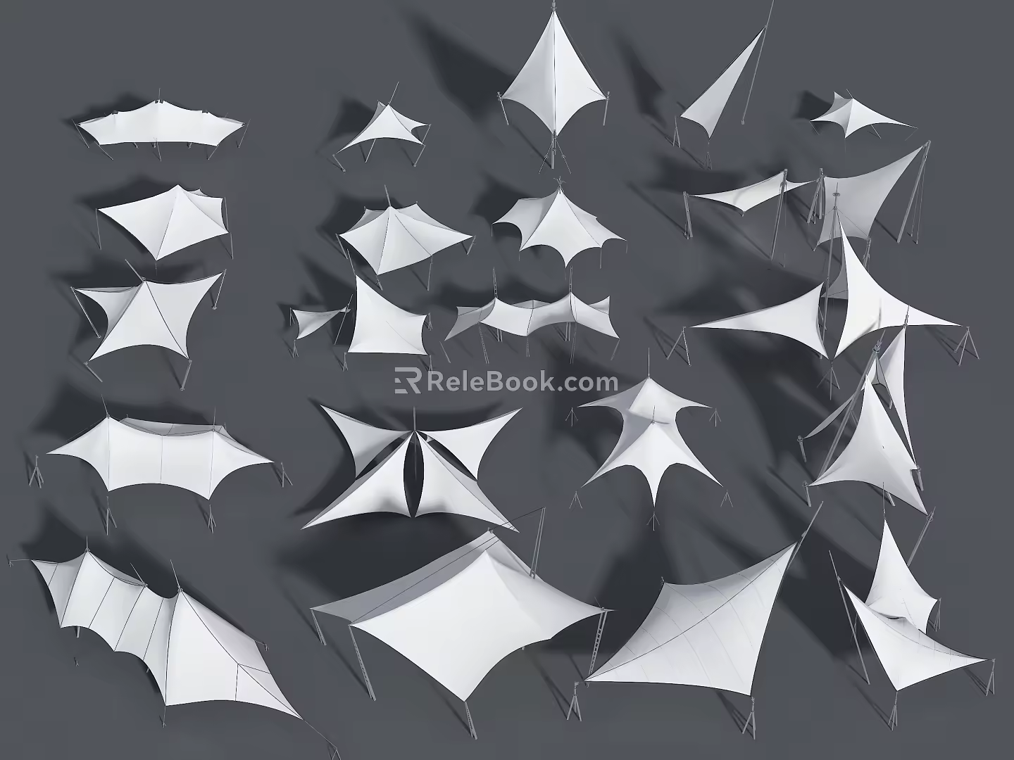 Modern tensioned membrane awning combination membrane pavilion awning landscape sketch 3d model