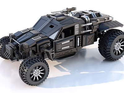 Black Off Road Vehicle Model With Large Tires And Metallic Exterior 3d model