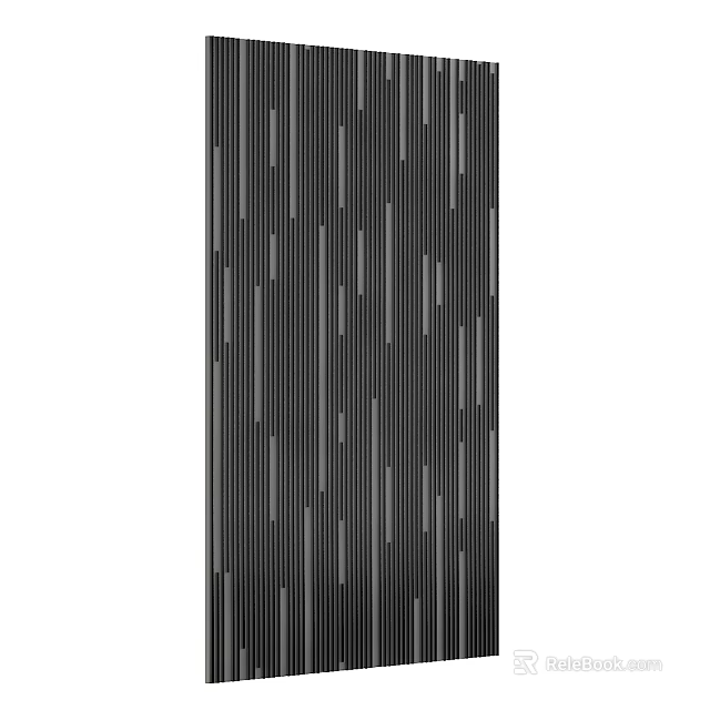 Modern Black Background Wall With Vertical Silver Striped Pattern Design 3d model 