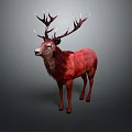 Red Reptile With Antler Like Horns In 3D Render Gray Background