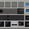 Modern Switch Panels With Various Designs And Digital Displays Showing Temperature And Time 3d model