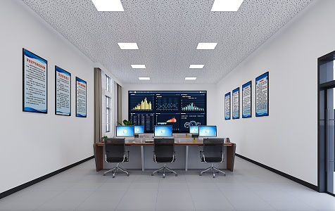 modern monitoring room 3d model