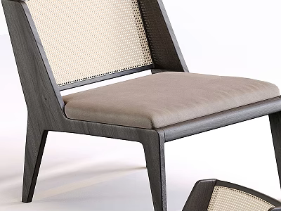 Modern Single Chair With Mesh Back And Upholstered Seat In Dark Wooden Frame 3d model