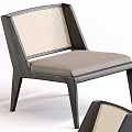 Modern Single Chair With Mesh Back And Upholstered Seat In Dark Wooden Frame