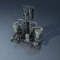 Industrial Mechanical System With Pipes Tanks And Metal Frame Structure