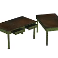 Vintage Style Side Tables With Distressed Wooden Tops And Green Painted Legs