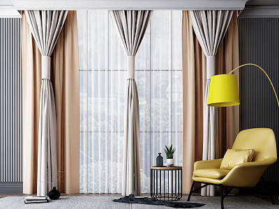 Modern Curtain Single Sofa Chair Curtain Window Screen Combination model