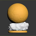 Shiny Golden Soccer Trophy With Polished Silver Base And Reflective Surface