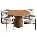 Round Wooden Dining Table With Four Upholstered Chairs Modern Home Dining Set