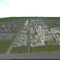 Urban City Aerial Planning with River Green Spaces Roads and Modern Buildings