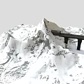 Garden Landscape Featuring Snowy Mountains Stone Bridge And Natural Scenic Elements