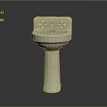 White Ceramic Pedestal Washbasin With Two Faucets And Simple Design