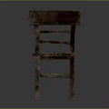 Rustic Wooden Dining Chair With Slat Back And Natural Wood Grain Design