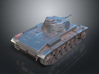 Military Tank With Metallic Texture Turret Tracks And Gun Barrel Design 3d model