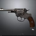 Vintage Revolver Weapon With Classic Design Wooden Grip And Worn Metal Parts