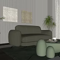 Modern sofa coffee table combination 3d model