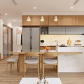Modern Living And Dining Room Interior With Wooden Dining Table Sofa Rug And Plants
