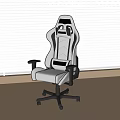 Ergonomic High Back Office Chair with Headrest Lumbar Support Gray Black Leather Armrests and Wheels