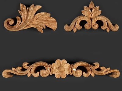 European-style Carved Wood Carved Accessories European-style Components European-style Elements European-style Corner Flower Combination Carved Wall Decoration model