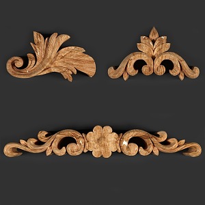 European-style Carved Wood Carved Accessories European-style Components European-style Elements European-style Corner Flower Combination Carved Wall Decoration 3d model