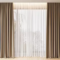 Elegant Layered Curtains With Sheer Fabric And Natural Tree View By Window
