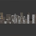 Scene Building Model Components With Various Shapes Sizes Gray Brown Stones Bricks