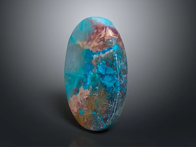 Unique Oval Shaped Vibrant Blue Red Brown Polished Natural Gemstone Jewelry 3d model