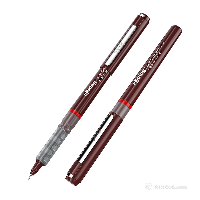 Tombow MONO ZERO Brown Writing Pens With Red Accents And Precision Design 3d model 