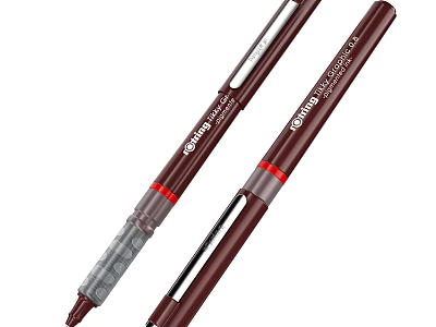 Tombow MONO ZERO Brown Writing Pens With Red Accents And Precision Design 3d model