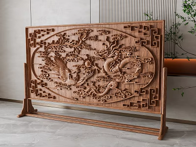 Wood carving screen partition 3d model