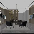 Modern Clothing Store Interior Design With Open Layout Sofa Chairs And Clothing Racks
