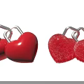 Red Heart Shaped Objects With Smooth And Fluffy Textures Connected By Silver Hooks 3d model