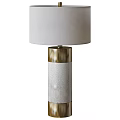 Modern Table Lamp With White Lampshade Gold Base And Textured Column For Home Decor