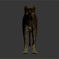 Realistic Standing Tasmanian Tiger With Open Mouth And Striped Body