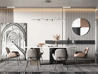 Modern Dining Table and Chair Combination 3d model