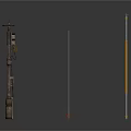 Various Structural Poles With Metal Rods Wooden Handles And Top Mounts