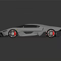 Modern Sleek Silver Sports Car With Streamlined Body And Red Accents
