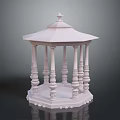Classical White Gazebo With Octagonal Base Ornate Columns Carvings And Spired Roof Design